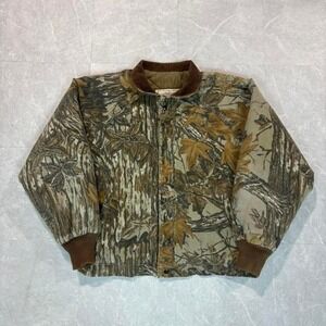 Realtree camo bomber jacket with brown and green hues